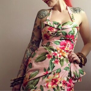 Violets In May 1954 “Leilani” Hawaiian Wrap Dress. Rockabilly Pin-Up Retro